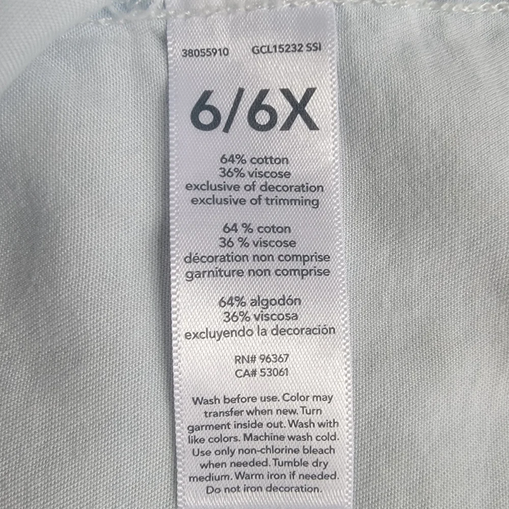 OshKosh B'Gosh Girls Ruffle Flutter Sleeve Light Blue Chambray Dress 6 / 6X